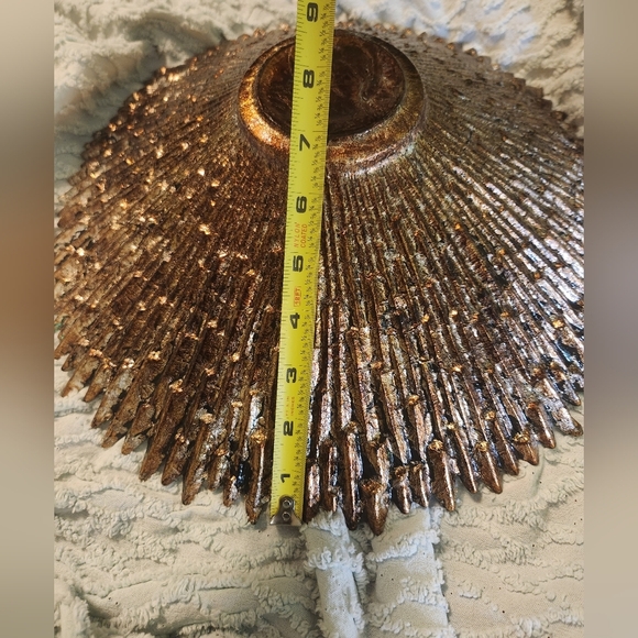 🦋Beautiful Sunburst Glass Accent Bowl Glossy Teal Gold Silver - Picture 9 of 15